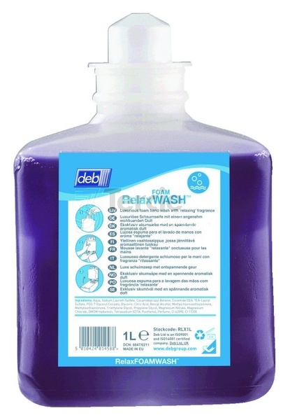 DEB RELAX FOAM WASH, luxusní tekuté mýdlo na bázi pěny z řady aromaterapie,1000 ml