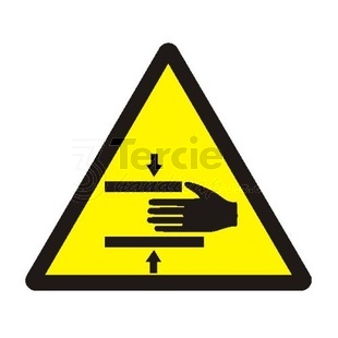 Nebezpečí stisku ruky, 7,5x7,5 cm, samolepka
