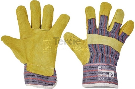 TERN rukavice pracovní z hovězí štípenky a bavlny,EN388(1111X)