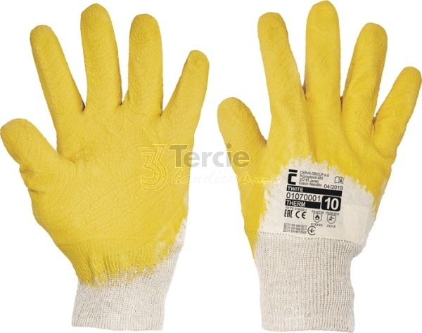 TWITE vel.10" rukavice máčené v latexu,EN388(3121X),EN407(X1XXXX)