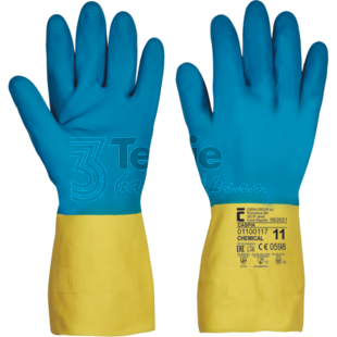 CASPIA rukavice z přírodního latexu máčené v neoprenu,EN388(2110X),EN ISO 374-1(Typ A),EN ISO 374-5