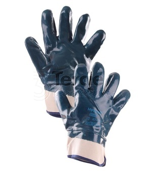 HYCRON 27-805 pracovní antistatické rukavice z bavlněného úpletu máčené v nitrilu s manžetou