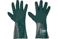 PETREL rukavice celomáč v zel. PVC - 10,EN388 4121X),EN374-1 (J,K,L)