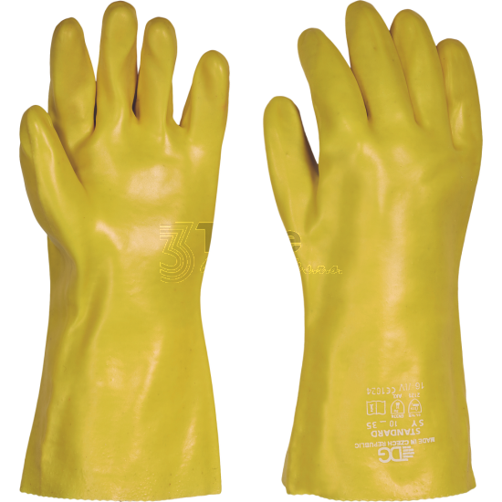 STANDARD PVC pracovní rukavice kyselinovzdorná,EN388(4121X),EN374-1 (typeA; A,K,L,M,N,O,P,T),EN374-5