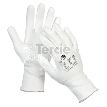NAEVIA pracovní rukavice s obsahem vlákna DYNEEMA a nylonu s vrstvou bílého PU v dlani a na prstech, neprůřezné,třída 3