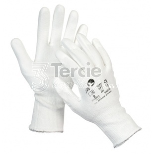 NAEVIA pracovní rukavice s obsahem vlákna DYNEEMA a nylonu s vrstvou bílého PU v dlani a na prstech, neprůřezné,třída 3