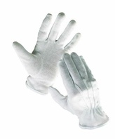 BUSTARD pracovní rukavice šité z bavlněného úpletu s PVC terčíky v dlani a na prstech