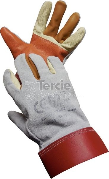 110V vel.10" rukavice celokožená dlaň z lícové kůže,hřbet štípenka,zesílená dlaň