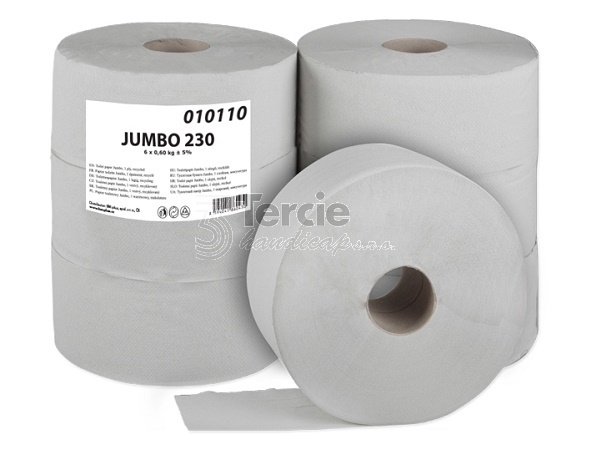 JUMBO 230 mm, jednovrstvý toaletní papír, recyklovaný,(BAL=6rolí)