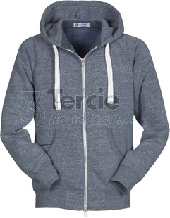 URBAN pánská mikina s kapucí a dlouhým zipem, melange efekt