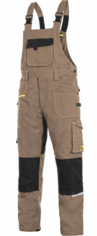 Kalhoty s náprsenkou pánské CXS STRETCH, reflexní doplňky, 98% bavlna 2% elastan, 250g/m2