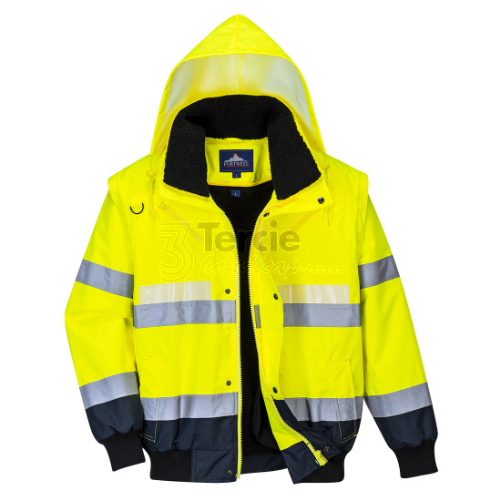 G465 HiVis žlutá reflexní bunda 3v1 Glowtex,EN ISO 20471,Třída 3;EN 343,Třída 3:1