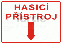 Hasicí přístroj (text se směrovou šipkou dolů), 35x25 plast