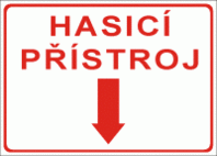 Hasicí přístroj (text se směrovou šipkou dolů), 35x25 plast