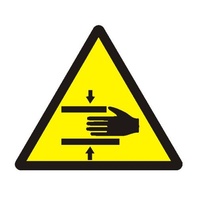 Nebezpečí stisku ruky, 7,5x7,5 cm, samolepka
