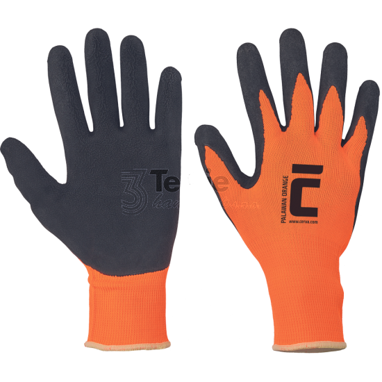 PALAWAN ORANGE polyesterové rukavice 13gg s nánosem latexu,EN388(2131X)