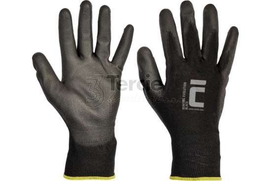 BUNTING BLACK EVOLUTION rukavice polyesterové s vrstvou PU na dlani a prstech,EN388(3132X)