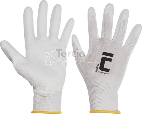 BUNTING WHITE nylonové rukavice máčené v PU,EN388(4131X)