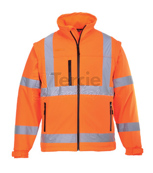 S428 reflexní softshellová bunda s odepínacími rukávy Hi-Vis,EN ISO 20471 (Třída3)