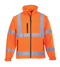 S428 reflexní softshellová bunda s odepínacími rukávy Hi-Vis,EN ISO 20471 (Třída3)