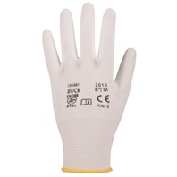 BUCK bílá polyesterová rukavice máčená v PU,EN388(4131X)