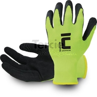 SALANGANA bezešvé polyesterové rukavice máčené v latexu,EN388 (2121X)