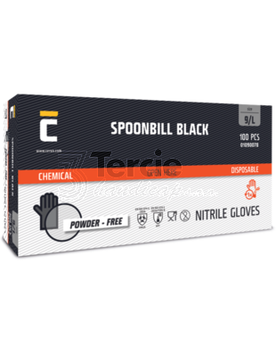 SPOONBILL BLACK jednorázové nitrilové nepudrované rukavice(BOX=100ks),EN ISO 374-1(typeB K6 P2 T5),EN ISO 374-5 (virus)