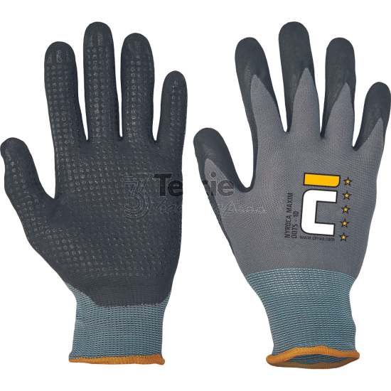 NYROCA MAXIM DOTS rukavice s terčíky nylon/lycra máčená v mikroporézním nitrilu EN388:2016(4131X),EN407(X1XXXX)
