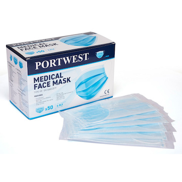 PORTWEST® P030- Lékařská maska typu IIR,jednotlivě zabalená,(BOX=50ks),EN 14683 TYPE IIR - P030BLU_R.jpg