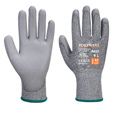 PORTWEST® A622 MR PU Cut rukavice neprůřezná máčená v PU,EN388(4X43C),EN407(X1XXXX)