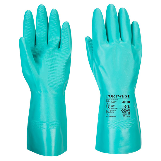 PORTWEST® A810 Nitrosafe Chemical rukavice nitrilové chemicky odolné,EN388(3101X),EN374-1(Typ B),(JKL),EN374-5