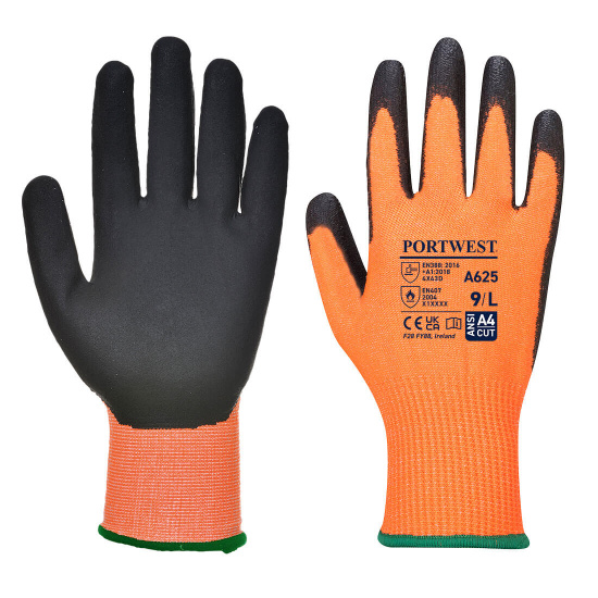 PORTWEST® A625 HiVis TEX PU rukavice reflexní neprořezné a tepluodolné máčené v PU,EN388(4X43D);EN407(X1XXXX) - A625O8R.jpg