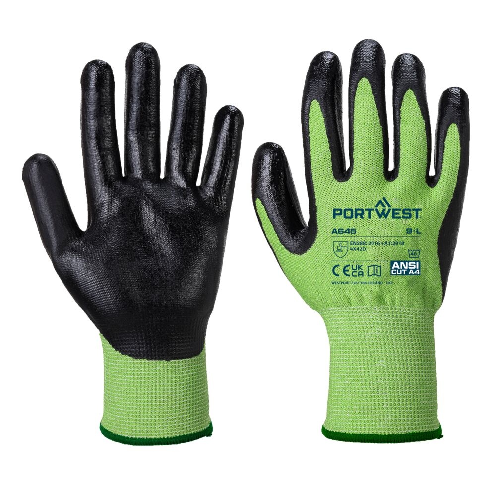 PORTWEST® A645 Green Cut Nitril rukavice neprůřezné máčené v nitrilu Foam Nitrile,EN388(4X44D) - A645E8R.jpg