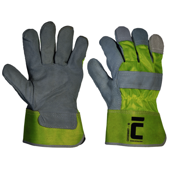 CASSOWARY Hi-Vis rukavice pracovní kombinovaná z hovězí štípenky-BA/PES,EN388(3222X) - cassowary_zluta_01010243.png