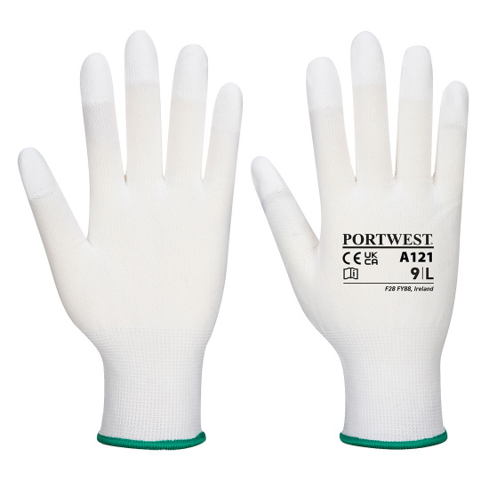 PORTWEST® A121 PU Fingertip rukavice PES s máčením PU na konečcích prstů,EN ISO 21420 - A121WHR.jpg