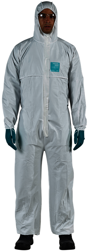 Ansell® AlphaTec® 2000 STANDARD model 111 ochranná kombinéza bílá,typ 6B,5B,kategorie CE III - AlphaTec 2000 STANDARD_111_White_Product_Front.png