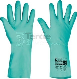 CERVA GREBE-G nitrilové rukavice chemicky odolné,délka 33cm,tloušťka 0,38mm,EN388(4102X),EN ISO 374-1,EN ISO 374-5